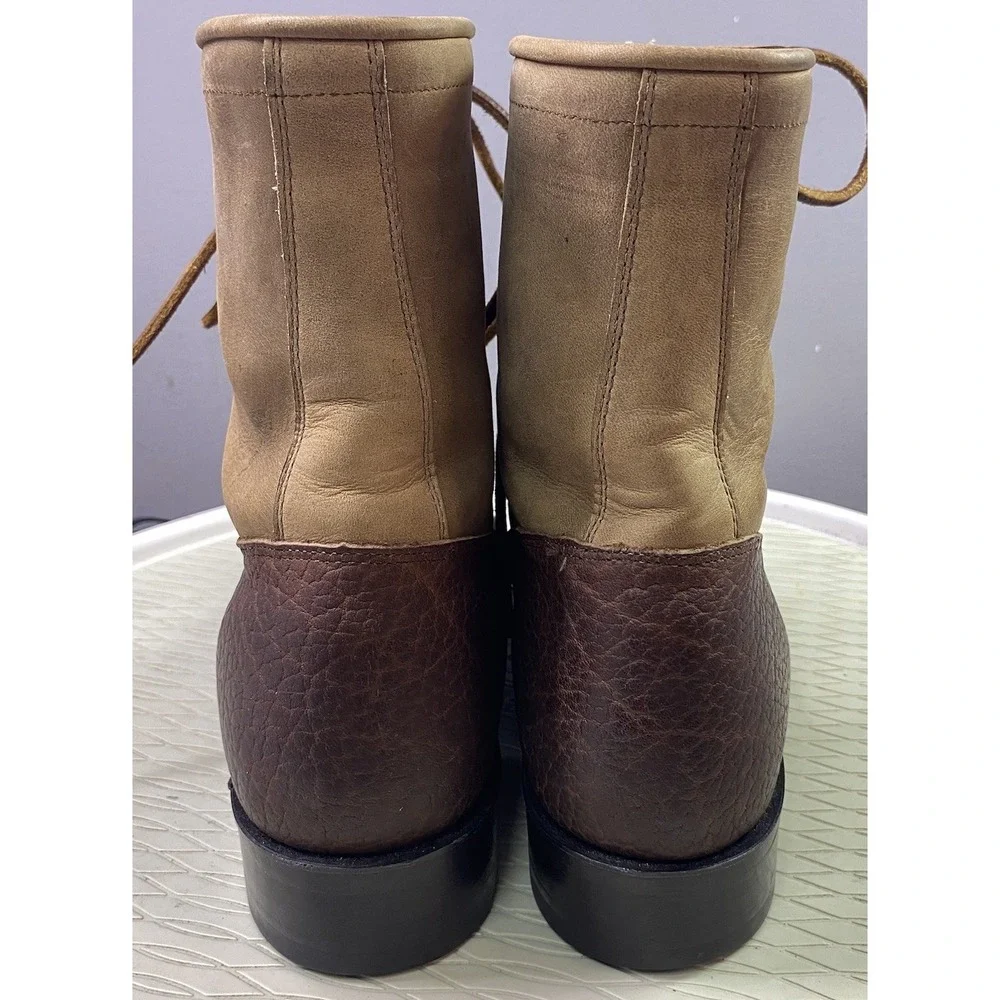 Justin Men's‎ Vintage Leather Kiltie Lacer Brown&Tan Lace-up Boots USA 7.5 D